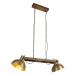 Průmyslová závěsná lampa zlatá 2-světla se dřevem - Mango