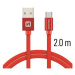 Datový kabel Swissten Textile USB / microUSB 2m, red