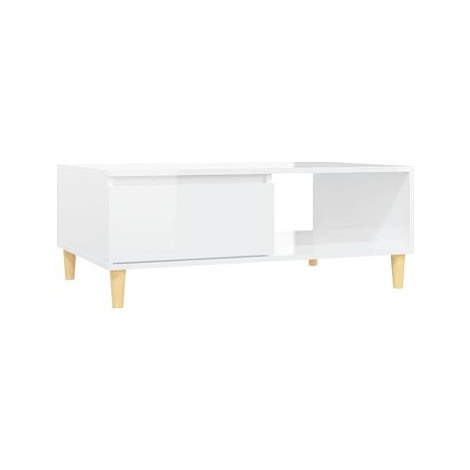 SHUMEE Konferenční stolek bílý vysoký lesk 90 × 60 × 35 cm dřevotříska, 806001