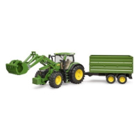 Bruder 3155 Traktor John Deere 7R 350 s čelním nakladačem a přívěsem