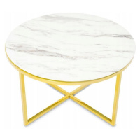 HowHomely Konferenční stolek VERTIGO 45x80 cm zlatá/bílý mramor