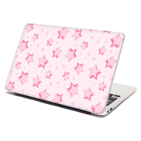 Samolepka na notebook Růžové hvězdy - 29x20 cm