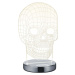 LED stolní lampa v leskle stříbrné barvě (výška 21 cm) Skull – Trio