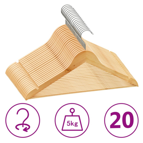 vidaXL 20 ks šatních ramínek protiskluzové tvrdé dřevo