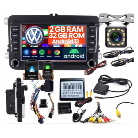 Rádio 2DIN 7 2GB Volkswagen Vw Skoda Seat Android Carplay Gps Wifi