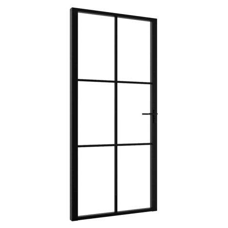 vidaXL Interiérové dveře ESG sklo a hliník 102,5 x 201,5 cm černé