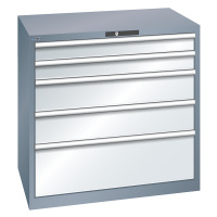 LISTA Zásuvková skříň, 5 zásuvek, š x h x v 1023 x 725 x 1000 mm, šedá metalíza / světle šedá