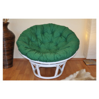 Papasan DIAS — ratan, látka, ⌀115 cm, bílá / více barev Tmavě zelený melír