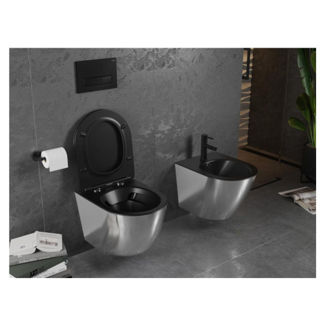 MEXEN Lena Závěsná WC mísa včetně sedátka s slow-slim, duroplast, černá mat / stríbrná 30224074