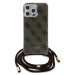 Zadní kryt Guess IML 4G Printed Crossbody popruh pro Apple iPhone 15 Pro, hnědá