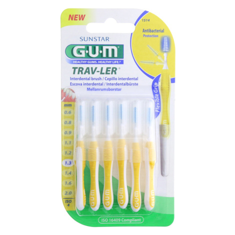 GUM Trav-ler mezizubní kartáčky kónické (žluté), 6ks