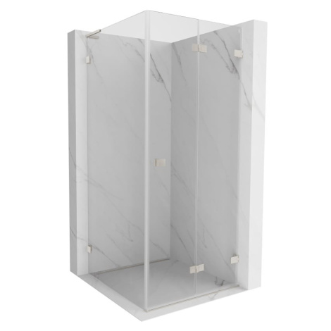 MEXEN/S Lunar-F L sprchový kout skládací dveře pravá 90 x 90, transparent, nikl kartáčovaný 836L