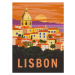 Ilustrace Lisbon VintageTravel Poster. Portugal cityscape landmark,, VectorUp, 30x40 cm