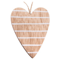 Sada 5 dřevěných závěsných ozdob ve tvaru srdce Dakls, výška 9 cm