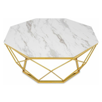 DekorStyle Konferenční stolek VOLARE 100 cm bílý/zlatý