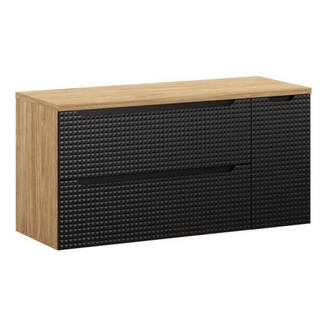 Comad Závěsná skříňka pod umyvadlo Luxor Black s deskou 120 cm I černá/dub olejovaný