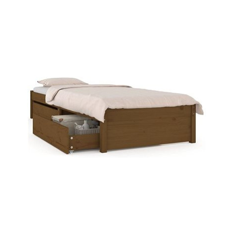 Rám postele se zásuvkami medově hnědý 90 × 200 cm, 3103466 SHUMEE