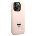 Karl Lagerfeld Liquid Silicone Choupette kryt iPhone 14 Pro růžový