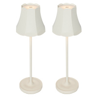 Sada 2 retro stolních lamp smetanové dobíjecí IP44 - Granny