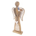 Dřevěný anděl MANGO s bílým srdcem a vločkami 45,5 cm