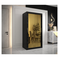 Šatní skříň Abi Golden T3 Barva korpusu: Černá, Rozměry: 100 cm, Dveře: Černý Marmur + zlaté zrc