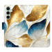 iSaprio flip pouzdro GoldBlue Leaves pro Samsung Galaxy S23 FE