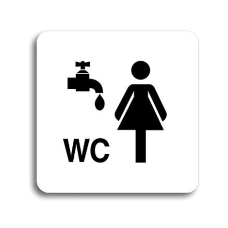 Accept Piktogram "umývárna, WC ženy" (80 × 80 mm) (bílá tabulka - černý tisk bez rámečku)