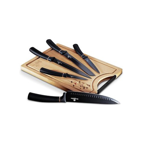 BERLINGERHAUS Sada nožů s nepřilnavým povrchem + prkénko 6 ks Black Rose Collection Berlinger Haus
