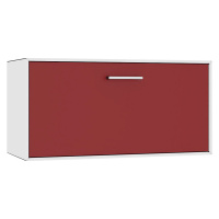 mauser Závěsný samostatný box, 1 zásuvka, šířka 770 mm, čistá bílá / rubínová
