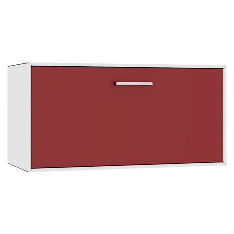 mauser Závěsný samostatný box, 1 zásuvka, šířka 770 mm, čistá bílá / rubínová