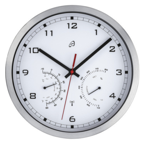 AURIOL® Nástěnné hodiny s ukazatelem teploty a vlhkosti vzduchu (stříbrná/bílá)