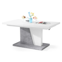 Konferenční stolek rozkládací Flox (bílá, beton)