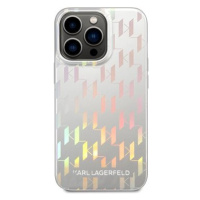 Karl Lagerfeld Iridescent Monogram Zadní Kryt pro iPhone 14 Pro Max Silver