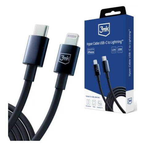 Kabel 3MK Hyper Cable USB-C - Lightning 20W 1.2m Black Cable