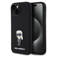 Karl Lagerfeld Liquid Silicone Metal Ikonik Kryt iPhone 15 černý
