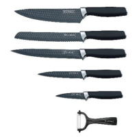 5dílná sada kuchyňských nožů s nepřilnavým povrchem a se škrabkou Royalty Line RL-DC5A / černá/s