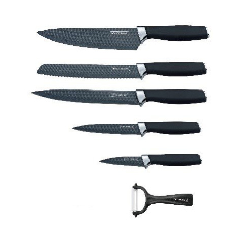 5dílná sada kuchyňských nožů s nepřilnavým povrchem a se škrabkou Royalty Line RL-DC5A / černá/s