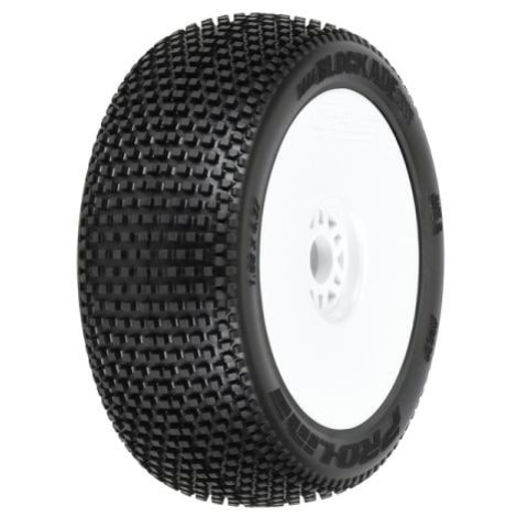 Pro-Line kolo 3.3", pneu Blockade S3 Buggy Tires, disk H17 bílý (2)