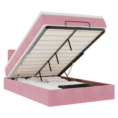 vidaXL Osmanský postel s matrací růžová 120x190 cm samet