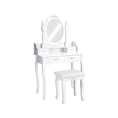 Kosmetický toaletní stolek Barok zrcadlo a stolička bílý tectake