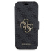 Guess PU 4G Metal Logo Book pouzdro iPhone 15 Pro šedé