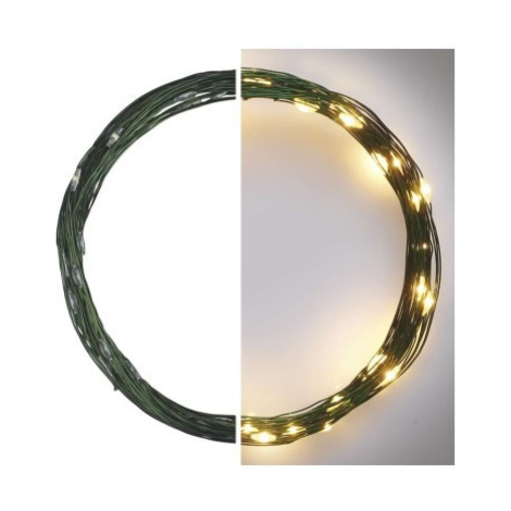 EMOS Vánoční LED řetěz Nanos zelený s časovačem 4 m teplá bílá