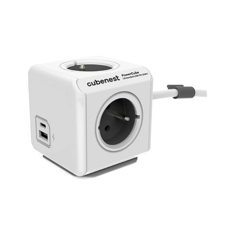 Cubenest Powercube Extended USB PD 20W, A+C, 4x zásuvka, 3m, bílá/šedá