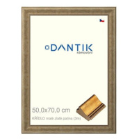 DANTIK rámeček 50 × 70, KŘÍDLO malé zlaté patina plexi čiré