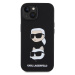 Zadní kryt Karl Lagerfeld Liquid Silicone Karl and Choupette Heads pro Apple iPhone 15, černá