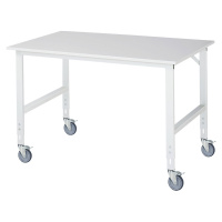 RAU Pojízdný pracovní stůl, podstavec 60 x 30 mm, š x h desky 1500 x 1000 mm, melaminová deska