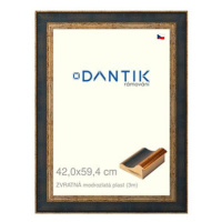 DANTIK rámeček 42 × 59,4, ZVRATNÝ modrozlatý plast plexi čiré