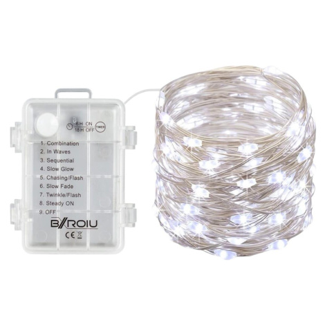 Vánoční mikro řetěz na baterie 10 m (100 led) - studená bílá