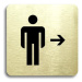 Accept Piktogram "WC muži vpravo" (80 × 80 mm) (zlatá tabulka - černý tisk bez rámečku)