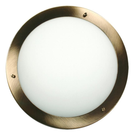Koupelnové stropní / nástěnné svítidlo AQUILA - 1xE27, 60W, 31cm, kulaté, patina / bílé